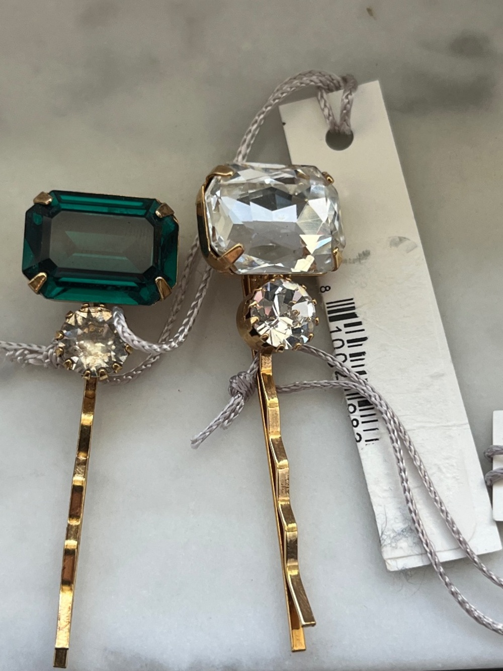 Jennifer Behr Gemma Emerald & Diamond Crystal Bobby Pin Set 2